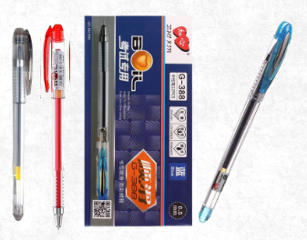 قلم جيل G-388 بالوان احمر - ازرق - اسود