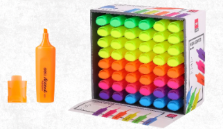 هايلايتر بالوان فسفورية ماركة  DELI