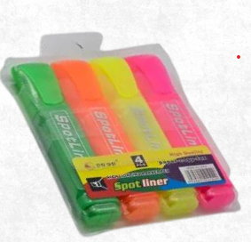 هايلايتر  بالوان فسفورية عدد 4 الوان